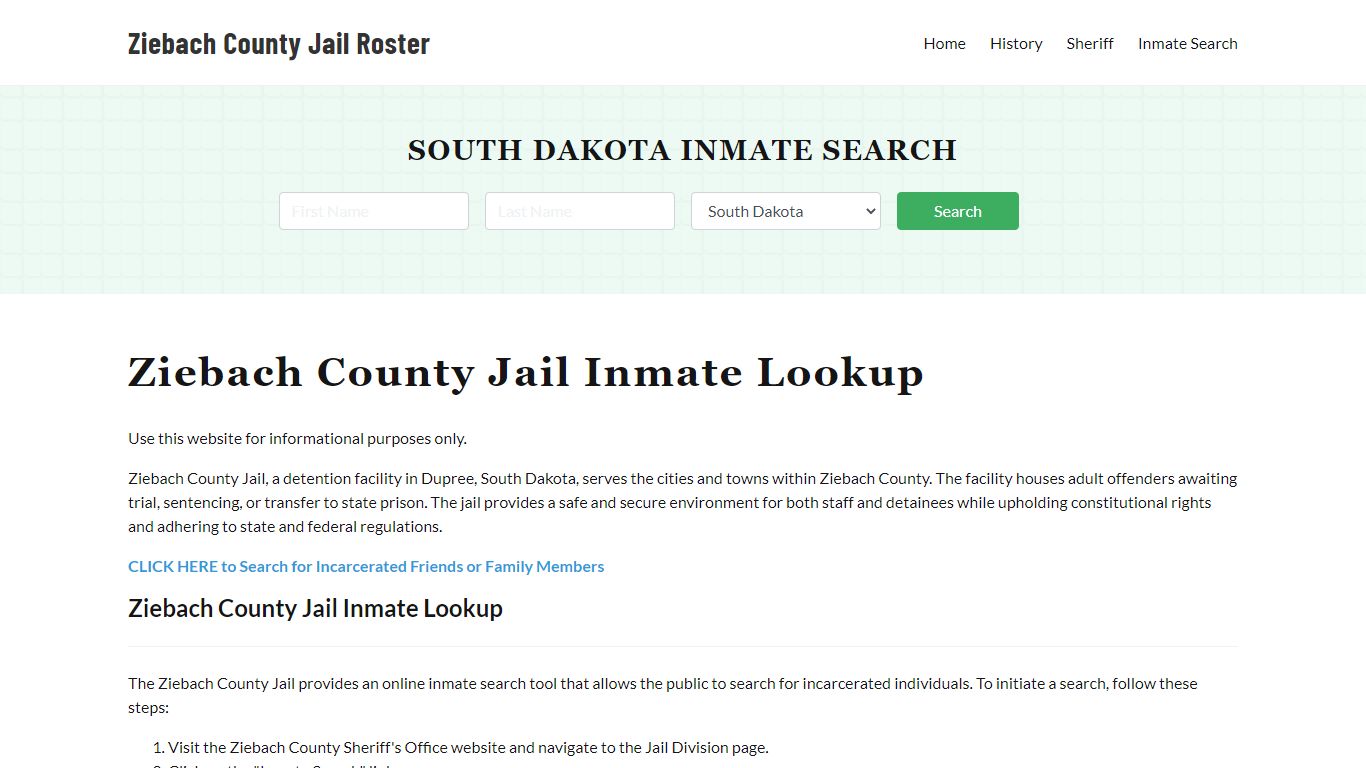 Ziebach County Jail Roster Lookup, SD, Inmate Search