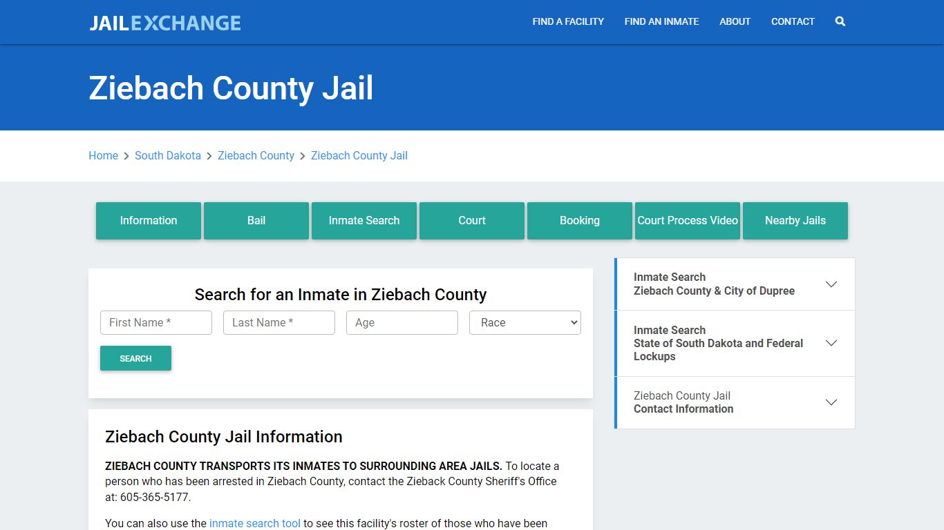 Ziebach County Jail Roster Lookup, SD, Inmate Search